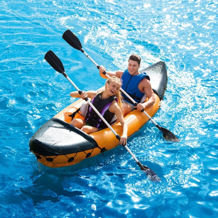 Bestway 65077 Kayak Hinchable Hydro-Force Lite-Rapid X2 Naranja, 2 Personas, con Remos de Aluminio y Bomba de Inflado Rápido