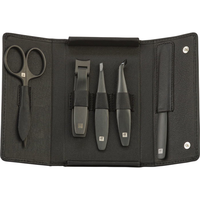 Zwilling Set de Manicura de 5 Piezas con Estuche de Cuero Negro Zwilling Set de Manicura de 5 Piezas con Estuche de Cuero Negro