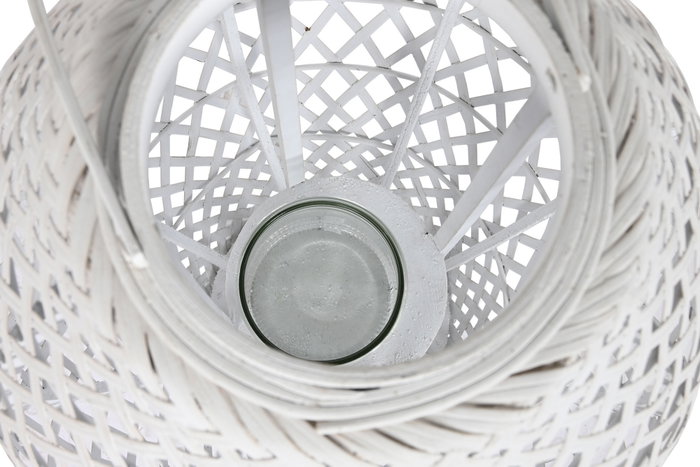 DKD Home Decor Portavelas Bambú y Cristal Trenzado Blanco DKD Home Decor Portavelas Bambú y Cristal Trenzado Blanco