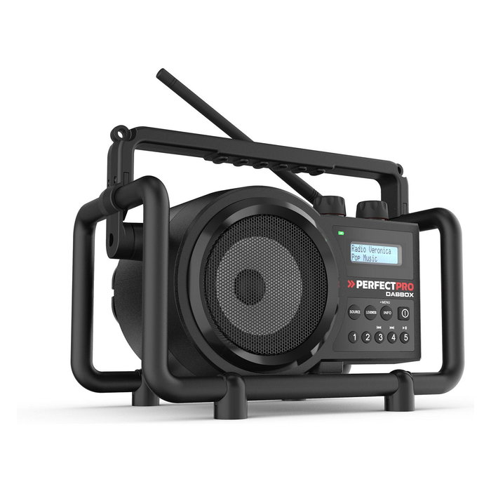 Perfectpro DABBOX Radio Portátil Baustellenradio Digital DAB+/FM 7W LCD Bluetooth Resistente IP54 Negro