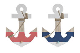 DKD Home Decor Perchero Pared Mediterraneo Calella Rojo Azul Blanco Marron Mdf Cuerda 4 x 25 x 35 cm (4 Unidades)