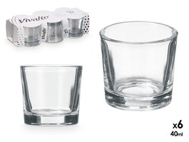 Vivalto Set 6 Vasos Chupito 40 ml Vidrio Transparente 18.5x5x9 cm (Set de 12)