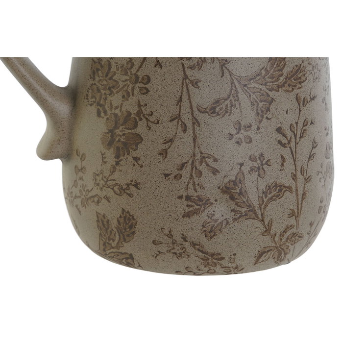 DKD Home Decor Jarra de Gres Cottage 23 con Diseño de Hojas Mate Marrón y Verde