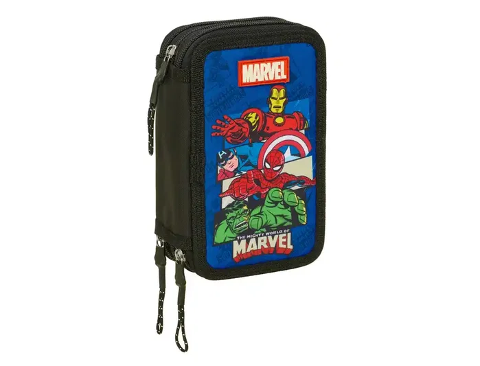 Safta Plumier Escolar Triple Cremallera con 37 Piezas, Colección Avengers, 195x125x55 mm Safta Plumier Escolar Triple Cremallera con 37 Piezas, Colección Avengers, 195x125x55 mm