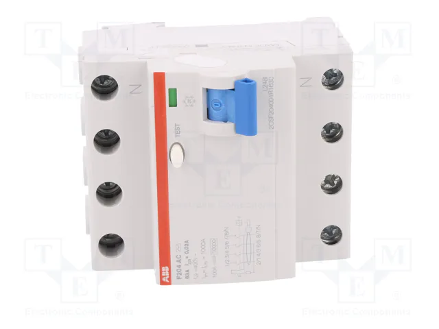 ABB F204AC-63/0.03 Interruptor diferencial 4 polos 63A 30mA ABB F204AC-63/0.03 Interruptor diferencial 4 polos 63A 30mA