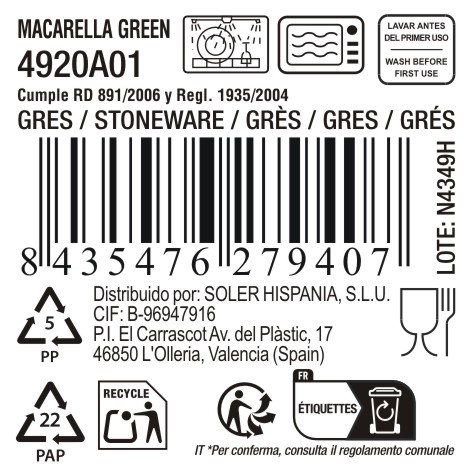 La Mediterranea Plato Hondo Macarella Green ø21x4cm (Pack de 18) de la colección Macarella
