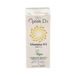 OPTIM LABORATOIRE Vitamina D3 20ml | Mantenimiento huesos y sistema inmune, 500 IU por gota