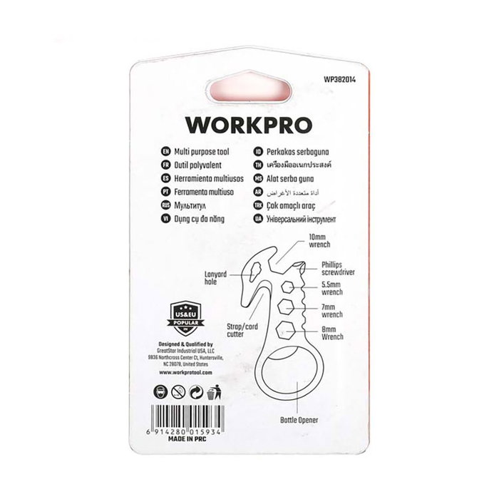 Workpro Multiherramienta 8 en 1 EDC Acero 3Cr13 Herramienta EDC para Uso Diario