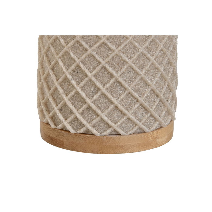DKD Home Decor Escobillero de Resina y Bambú Beige y Plateado 9x9x37 cm