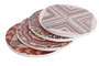 DKD Home Decor Set de 4 Posavasos de Dolomita y Corcho Beige y Marrón 10,8x10,8 cm