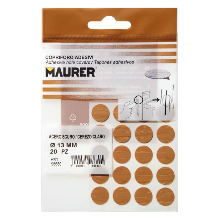 MAURER Tapatornillos Adhesivos Cerezo Claro (Blister 20 unidades)