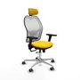PIQUERAS Y CRESPO Silla de oficina Jorquera con mecanismo Sincro/Traslack, Similpiel Amarillo y Malla Blanco