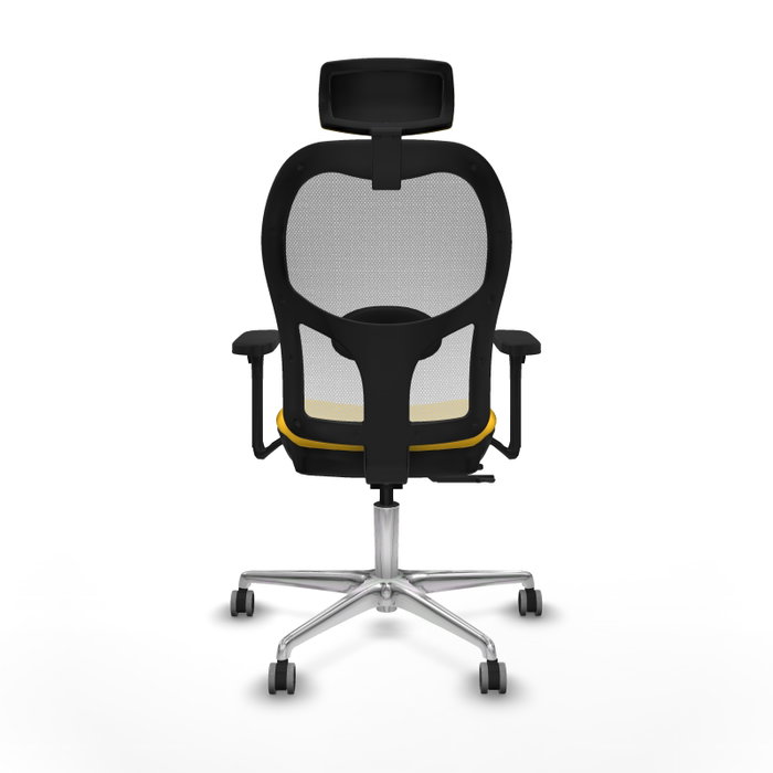 PIQUERAS Y CRESPO Silla de oficina Jorquera con mecanismo Sincro/Traslack, Similpiel Amarillo y Malla Blanco