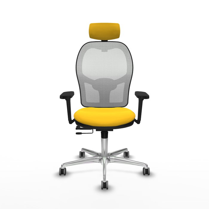 PIQUERAS Y CRESPO Silla de oficina Jorquera con mecanismo Sincro/Traslack, Similpiel Amarillo y Malla Blanco