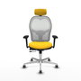 PIQUERAS Y CRESPO Silla de oficina Jorquera con mecanismo Sincro/Traslack, Similpiel Amarillo y Malla Blanco
