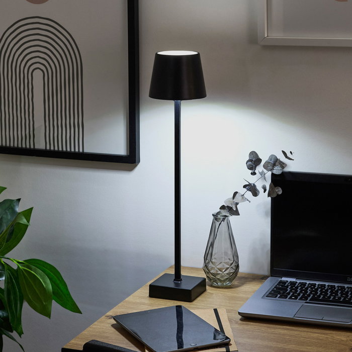 Home Deco Factory Lámpara de Mesa Táctil USB para Escritorio con Base de Plástico, Color Negro