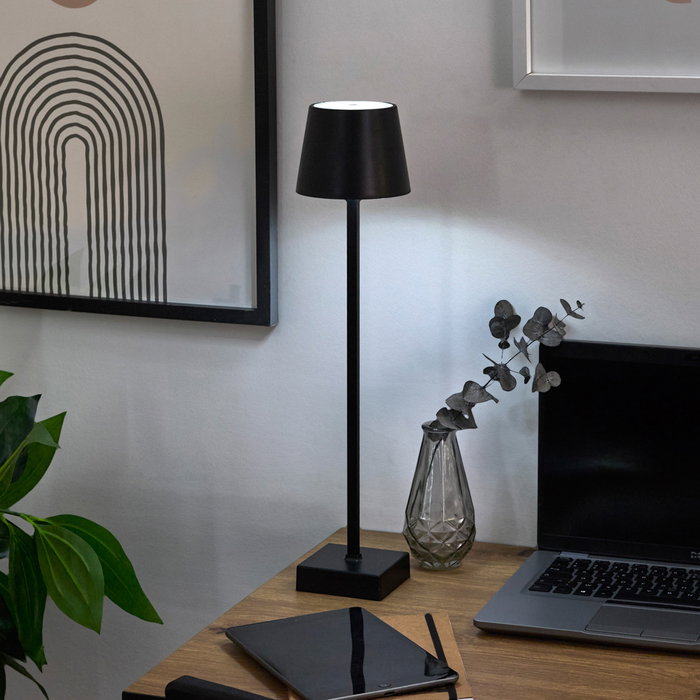 Home Deco Factory Lámpara de Mesa Táctil USB para Escritorio con Base de Plástico, Color Negro