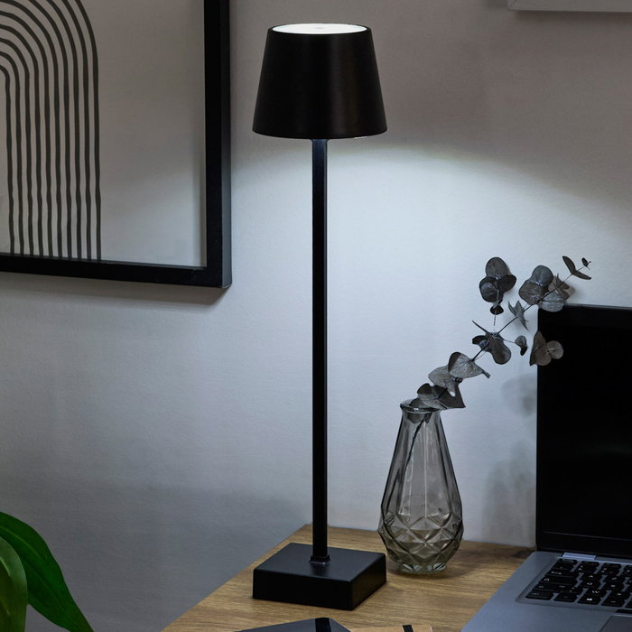 Home Deco Factory Lámpara de Mesa Táctil USB para Escritorio con Base de Plástico, Color Negro