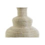 DKD Home Decor Lámpara de Sobremesa Seagrass y Lino Bordado Blanco y Marrón Claro
