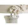 DKD Home Decor Lámpara de Sobremesa Seagrass y Lino Bordado Blanco y Marrón Claro