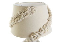 DKD Home Decor Lámpara Sobremesa Tropical Blanco Marron Claro Seagrass Lino 42 x 70 x 42 cm