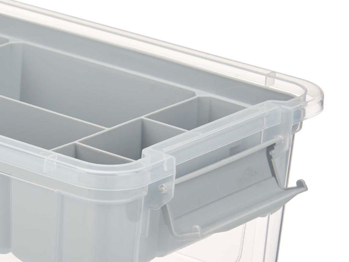Kipit Organizador Plástico Gris 5 L Bandeja 29.5x14.5x19.2 cm (Set de 6)