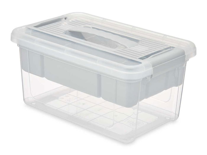 Kipit Organizador Plástico Gris 5 L Bandeja 29.5x14.5x19.2 cm (Set de 6)