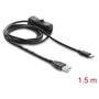 DeLOCK 81659 Cable de alimentación USB Tipo-A a Tipo-C con interruptor, 1,5 m, Negro