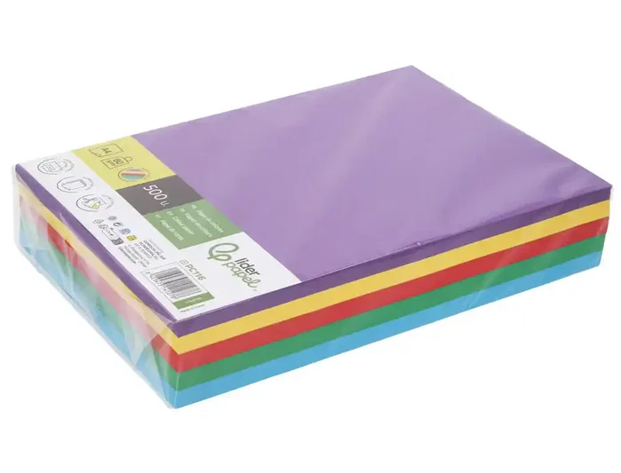 Liderpapel Papel de Color DIN A4 80 g, 5 Colores Surtidos Intensos, 500 Hojas
