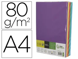 Liderpapel Papel de Color DIN A4 80 g, 5 Colores Surtidos Intensos, 500 Hojas