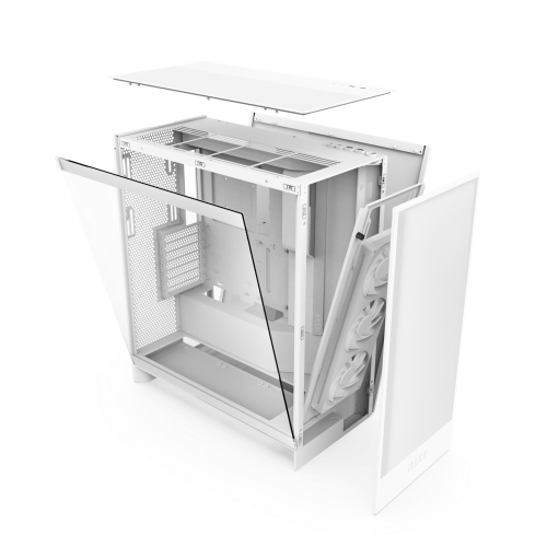 NZXT CM-H72FW-R1 H7 Flow RGB Midi Tower Blanco PC Caja de Ordenador con Flujo de Aire Optimizado y Panel de Vidrio Templado, 244x468x544mm