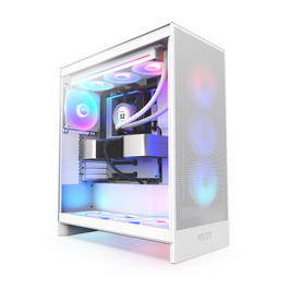 NZXT CM-H72FW-R1 H7 Flow RGB Midi Tower Blanco PC Caja de Ordenador con Flujo de Aire Optimizado y Panel de Vidrio Templado, 244x468x544mm