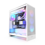 NZXT CM-H72FW-R1 H7 Flow RGB Midi Tower Blanco PC Caja de Ordenador con Flujo de Aire Optimizado y Panel de Vidrio Templado, 244x468x544mm