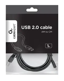 Gembird Cable USB 2.0 Tipo A a Tipo C de 1m - Negro - CCP-USB2 AMCM-1m - Hasta 480 Mbps, Conectores Chapados en Oro para Carga Rápida y Sincronización de Datos
