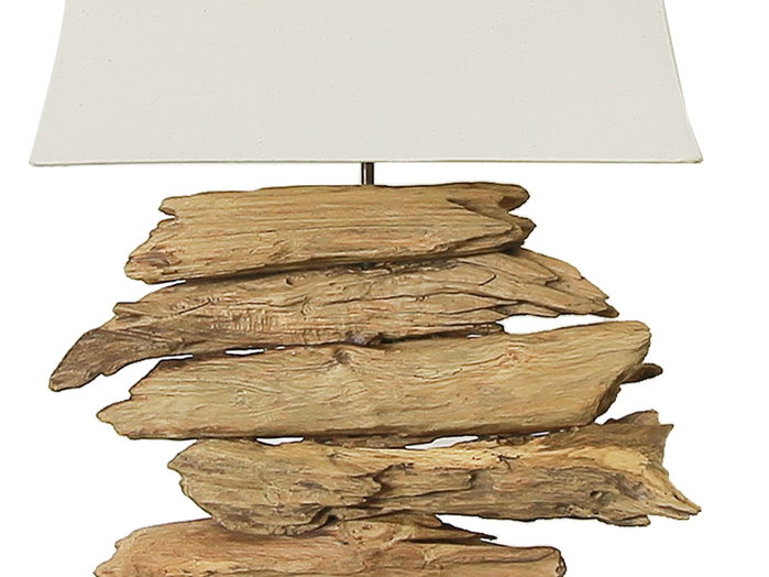 DKD Home Decor Lámpara de Sobremesa de Teca y Hierro 50x22x80 cm