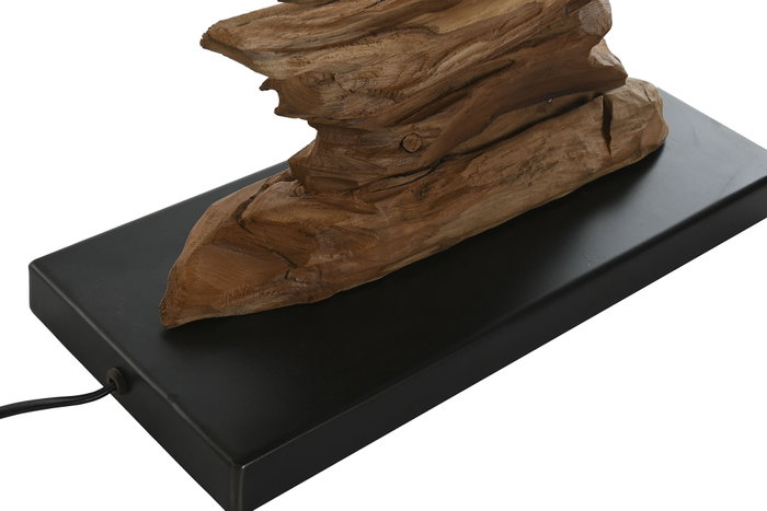 DKD Home Decor Lámpara de Sobremesa de Teca y Hierro 50x22x80 cm