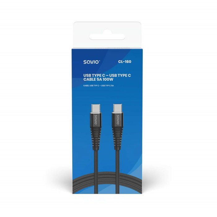 SAVIO Cable USB 2.0 USB C a USB C de 2m Negro