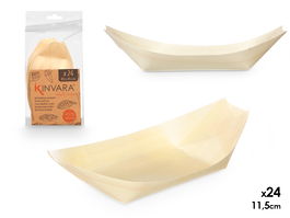 Kinvara Set 24 Bandejas Ovaladas Madera Pequeñas 11x15.5x10 cm (Set de 18)