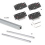 Emuca Kit de herrajes para armario 2 puertas correderas y cierre suave Flow2 con carriles encastrados 2.35m, tableros no incluidos, Anodizado mate