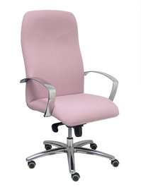 Sillón Caudete con mecanismo Basculante avanzado tapizada con Tela color Rosa. Equipado con Base aluminio, Brazos fijos y Ruedas de parqué