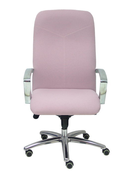 Sillón Caudete con mecanismo Basculante avanzado tapizada con Tela color Rosa. Equipado con Base aluminio, Brazos fijos y Ruedas de parqué