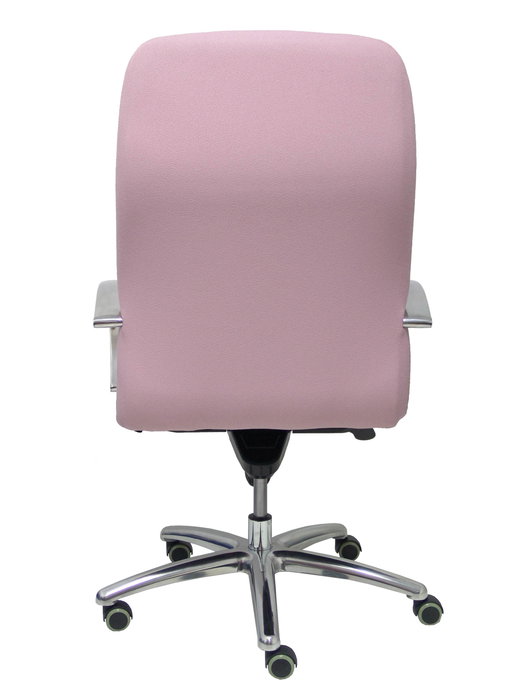 Sillón Caudete con mecanismo Basculante avanzado tapizada con Tela color Rosa. Equipado con Base aluminio, Brazos fijos y Ruedas de parqué