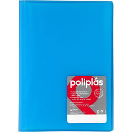 Grafoplás Carpeta Poliplás de Polipropileno Translúcido con 30 Fundas Soldadas Folio Azul