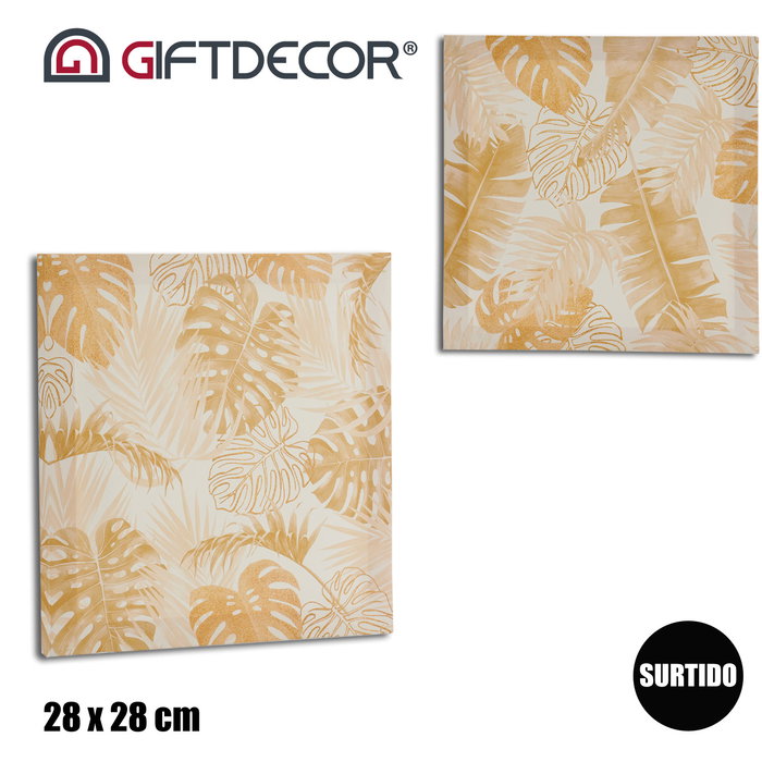 Giftdecor Lienzo 28x28 cm Hoja Natural Surtidos (Set de 36)
