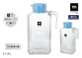 Inde Jarra de Vidrio Transparente con Tapa 1.8 L 26 x 9 x 25.7 cm (12 Unidades)