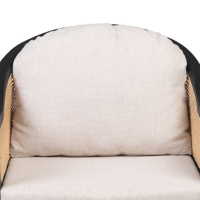 Sillón Natural-Negro Ratán/Madera Salón 58 X 60 X 77 cm