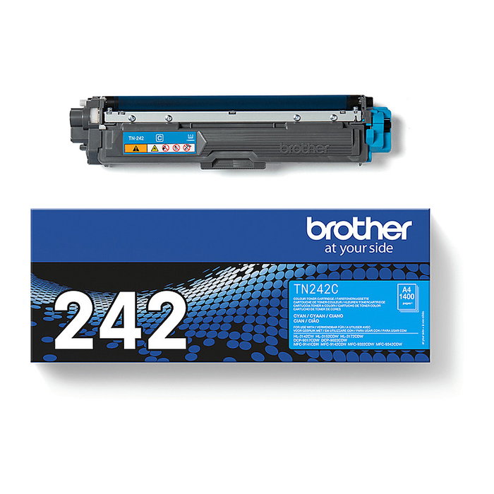 Brother TN-242C Toner Original Cian para hasta 1.400 Páginas, Compatible con HL-3142CW, HL-3152CDW, HL-3172CDW, DCP-9022CDW, MFC-9142CDN
