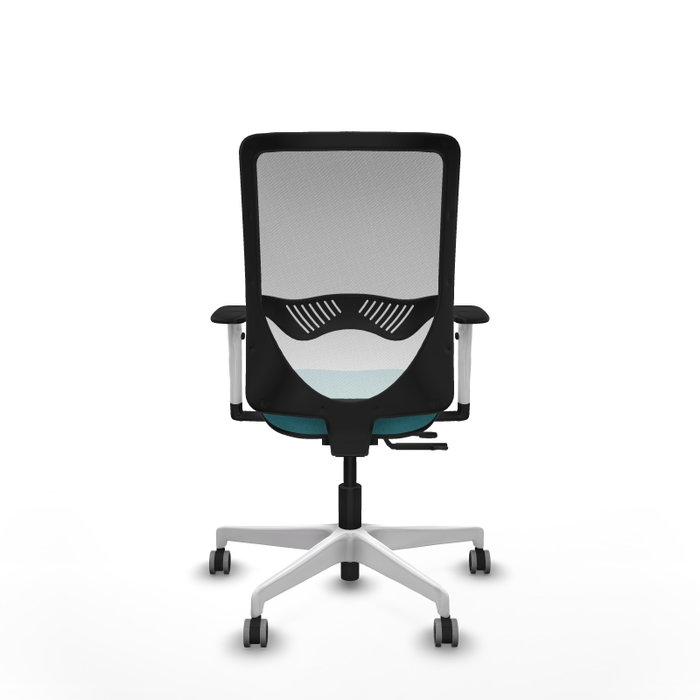 PIQUERAS Y CRESPO Silla de oficina Zulema con mecanismo Sincro/Traslack, Tela Turquesa y Malla Blanca PIQUERAS Y CRESPO Silla de oficina Zulema con mecanismo Sincro/Traslack, Tela Turquesa y Malla Blanca