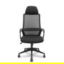 Silla de oficina Pro534 con mecanismo Basculante tapizada con Tela color Negro. Equipada con lumbar 1D, Brazos fijos, Cabecero 1D y Ruedas de nailon 50 mm