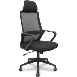Piqueras y Crespo Pro534 Silla de Oficina Ergonómica con Mecanismo Basculante, Respaldo de Malla, Lumbar y Cabecero Regulable, Tapizada en Tela, Color Negro - 534BNY10050PNRN